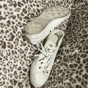 Leather Converse in cream